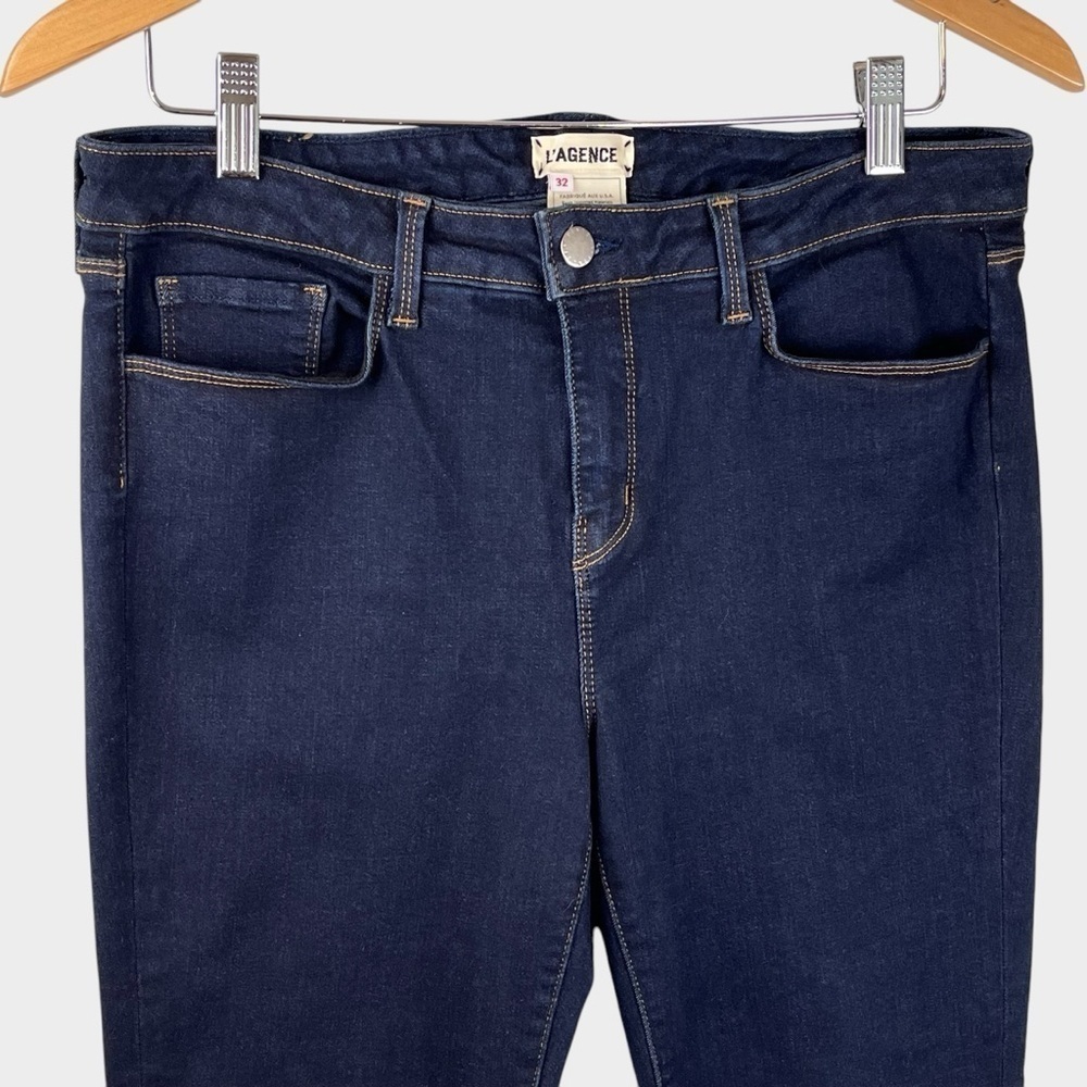 L'AGENCE | Emmanuelle Ankle Zip Skinny Jeans Cropped Womens 32 Midnight - Picture 3 of 12